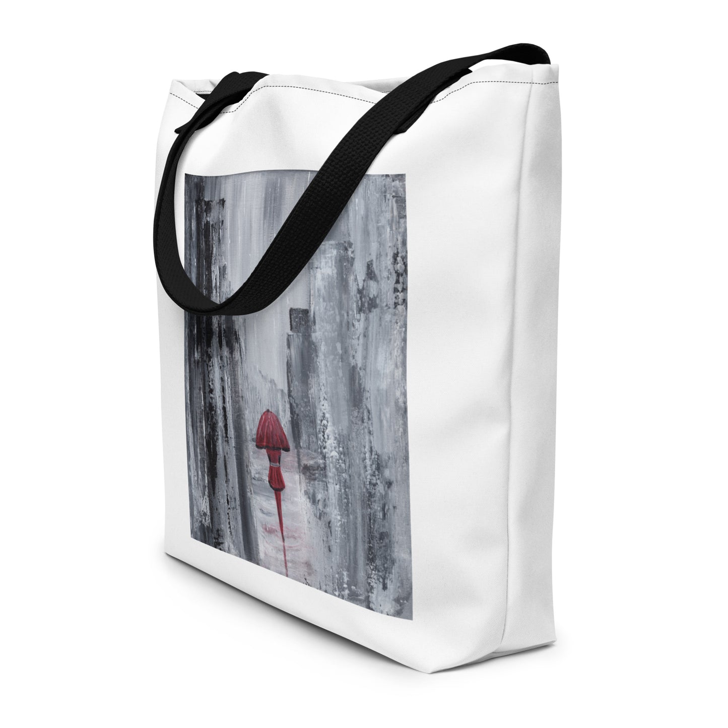 Abstract City Tote Bag, White, Large