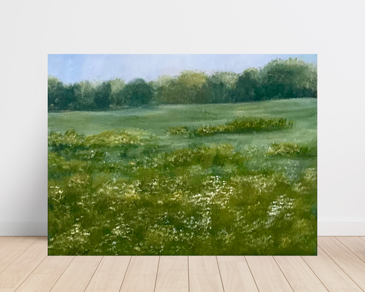 Whispering Meadow Painting, Canvas Board