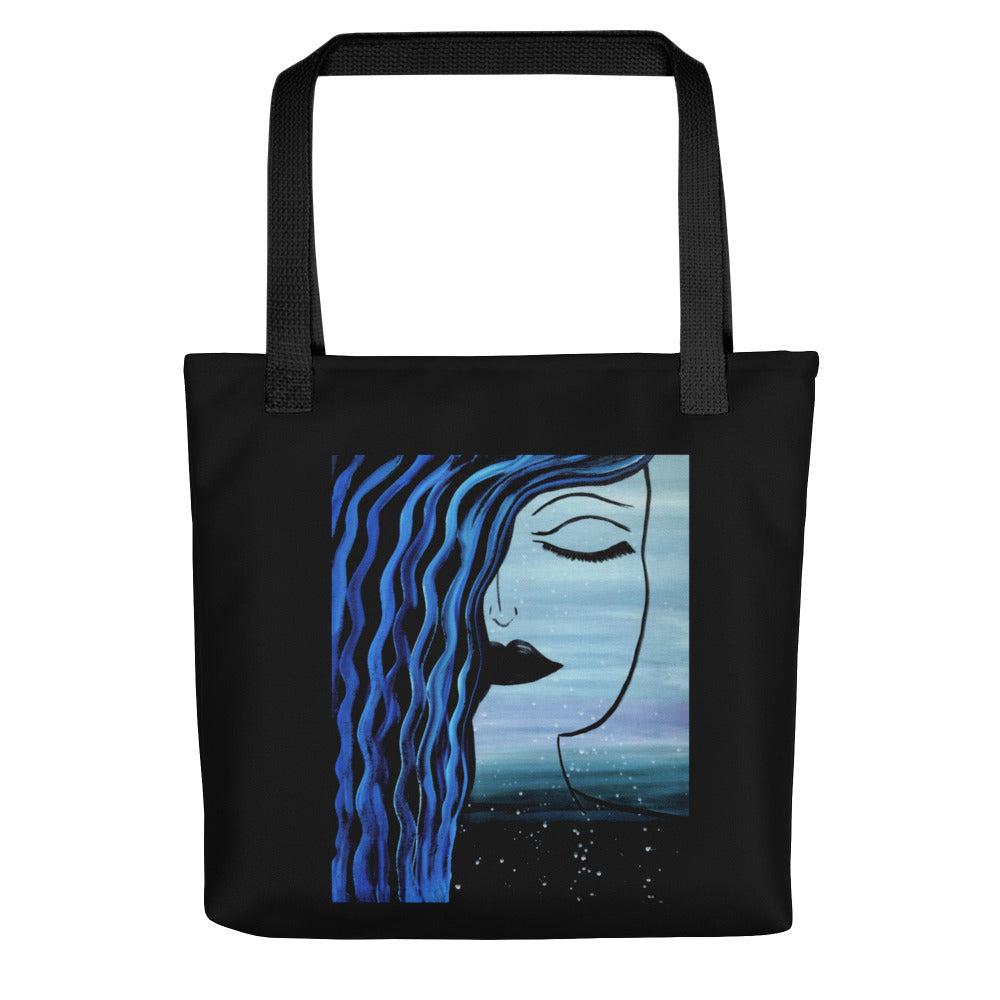 Abstract Face Tote Bag, Black