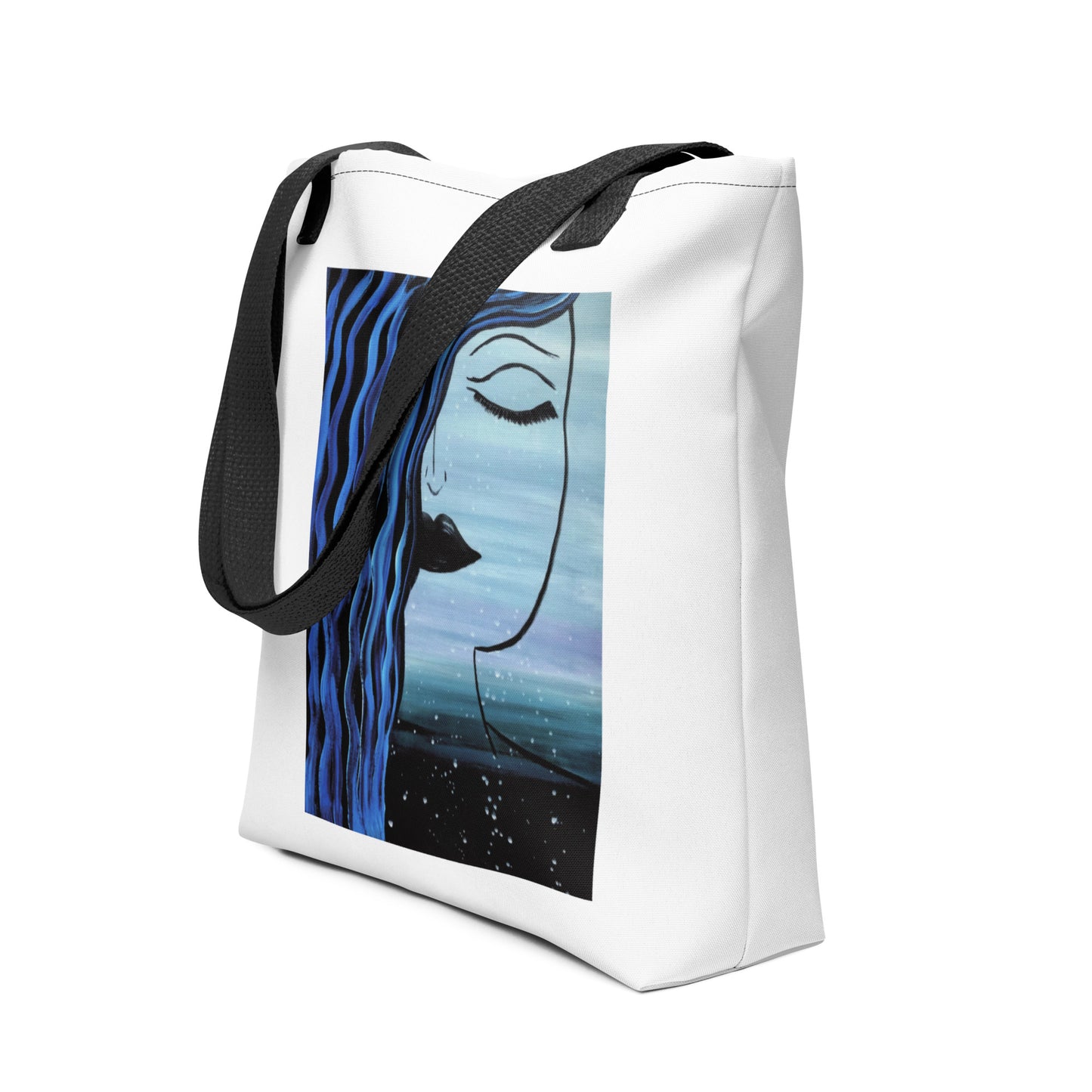 Abstract Face Tote Bag, White