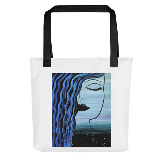 Abstract Face Tote Bag, White
